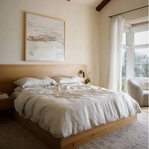 Bedthreads 100% French Flax Linen Fitted Sheet CAL KING & pillowcases in OATMEAL